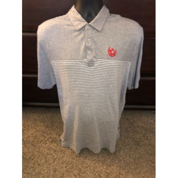 TRAVIS‎ MATHEW GOLF POLO SHIRT Gray Striped Size Large Logo - Picture 1 of 8